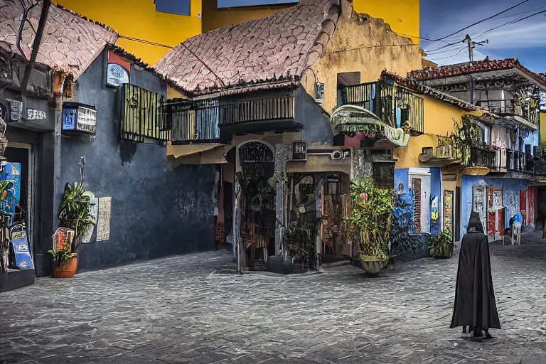 Prompt: Cinematography batman in La Laguna in Tenerife by Emmanuel Lubezky