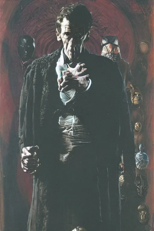 Image similar to full length portrait of dr who enemy eldred, painted by lawrence alma tadema, zdzislaw beksinski, norman rockwell, jack kirby, tom lovell, alex malveda, greg staples, hand of fear, bbc, tv