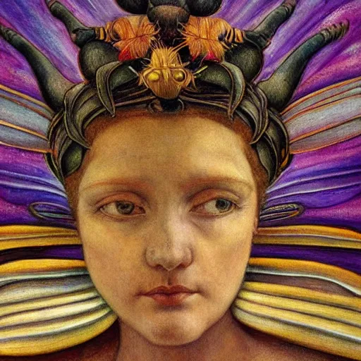 Prompt: the bee crown, by Annie Swynnerton and Diego Rivera and Evelyn De Morgan, symbolist, dramatic lighting, elaborate geometric ornament, Art Brut, god rays, soft cool colors,smooth, sharp focus, extremely detailed, Adolf Wölfli