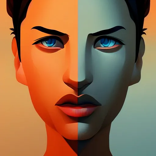 Image similar to face icon stylized minimalist casablanca, loftis, cory behance hd by jesper ejsing, by rhads, makoto shinkai and lois van baarle, ilya kuvshinov, rossdraws global illumination