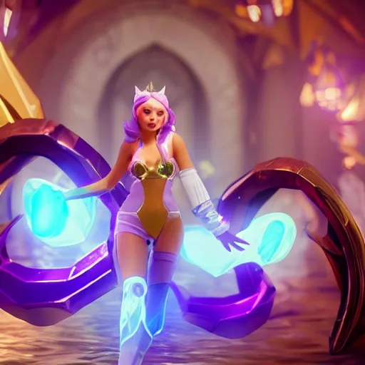 Image similar to still of pretty Lux (League of Legends) in KDA More music video. 3d render, octane render, game art, realistic, highly detailed, trending on artstation, 4k, trending on artstation, pixar, cgsociety, unreal engine 5, redshift render, trending on artstation, blender, behance, cg