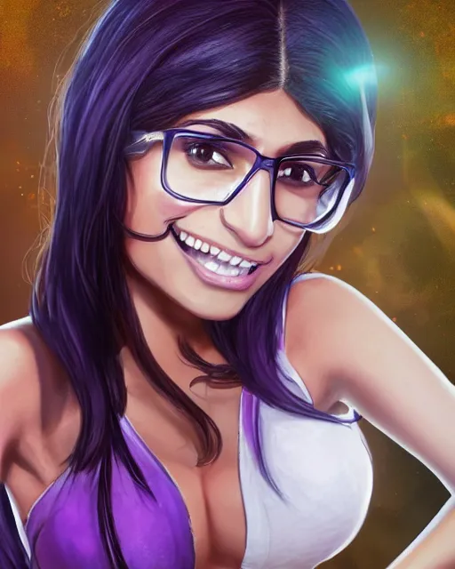 Prompt: mia khalifa as a character in the game League of Legends, with a background based on the game League of Legends, detailed face