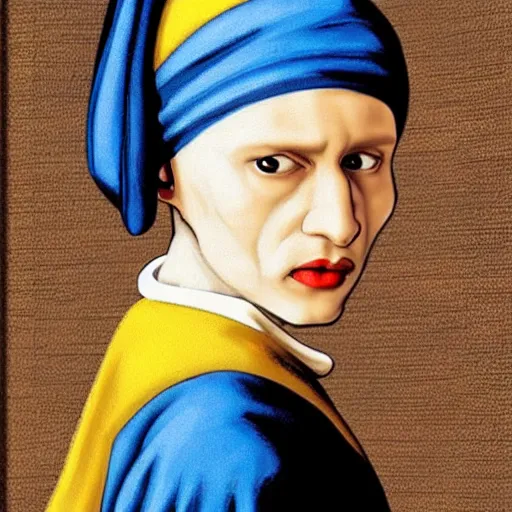 Prompt: Spiderman with a pearl earring by Vermeer