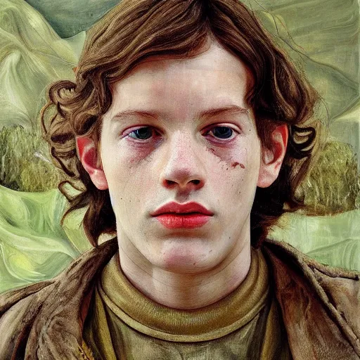 Image similar to high quality high detail painting by lucian freud, hd, myrcella baratheon