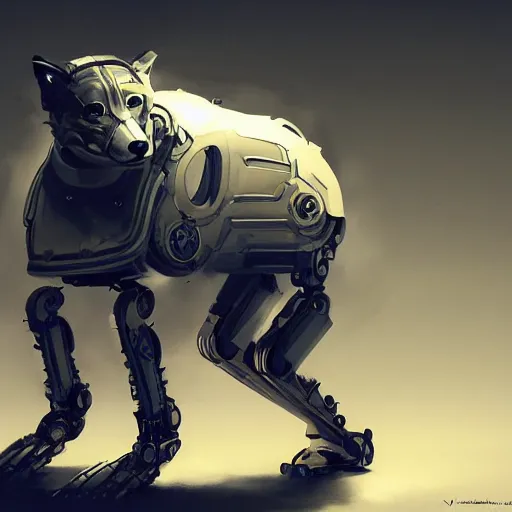 Image similar to a robotic fox by viktor antonov, mechanic, dishonored, concept art, intricate, detailed, dramatic, artstation