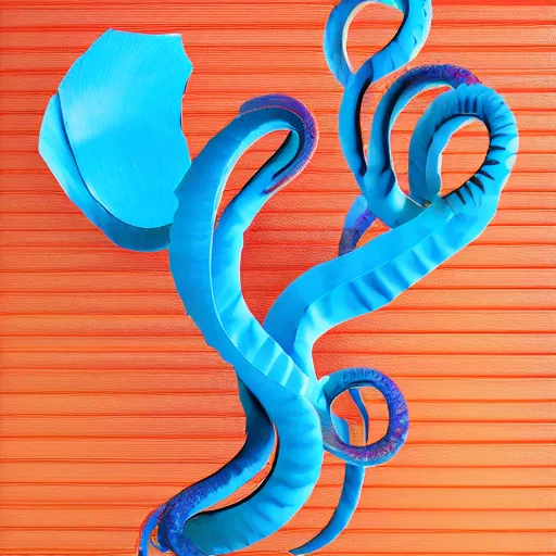 Image similar to cardboard cutout of tentacles, cut out of colored corrugated cardboard, realistic, cardboard cutout, flat, hyperrealistic photography