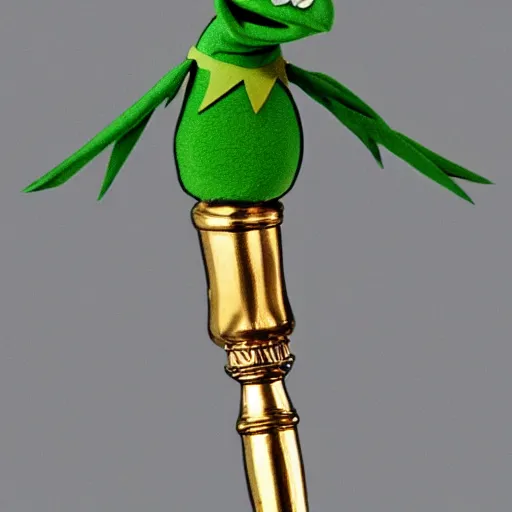 Prompt: a dagger in the style of kermit the frog