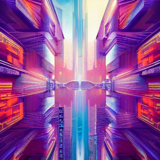 Image similar to matte painting of the sacred geometry of cyberpunk, brilliant colors, extremely detailed, very very detailed, in the style of alena aenami by Alex grey, HD, 4k, 8k