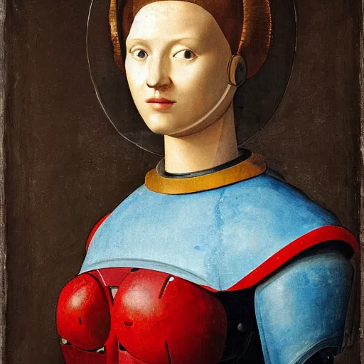 Prompt: a portrait of a female android by andrea del sarto