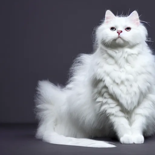 Image similar to a white fluffy cat dressed in cyberpunk aesthetics. 4k high quality exquisite.