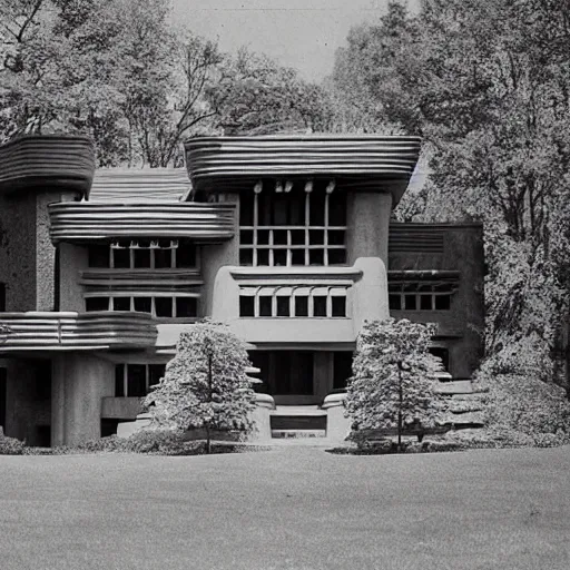 Prompt: a mansion fit for a dragon; by frank lloyd wright