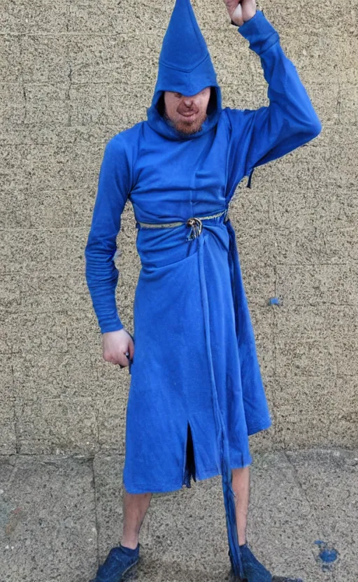 Image similar to a scrawny and weak blue wizard