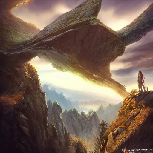 Prompt: flying high on a mountain, the valley beneath, dynamic lighting, photorealistic fantasy concept art, trending on art station, stunning visuals, creative, cinematic, ultra detailed