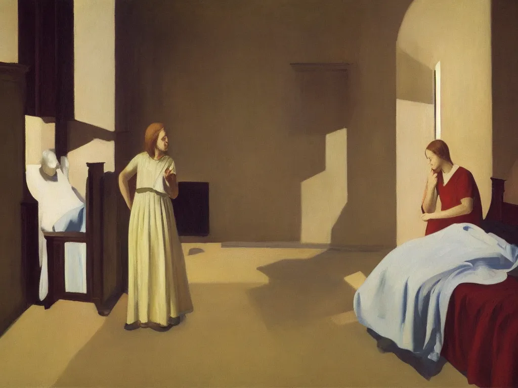 Image similar to the annunciation by edward hopper oil painting