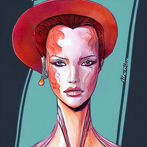 Prompt: fashion illustration in the style of jean giraud