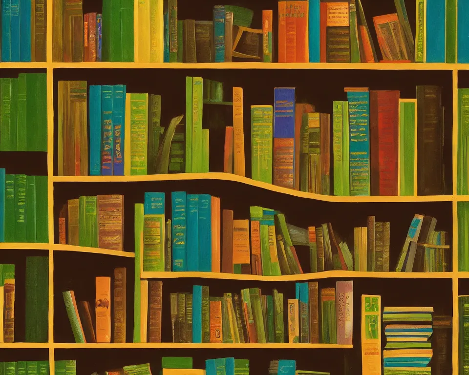 Prompt: one small bookshelf in the rainforest, featuring legal books, by hopper. hyperdetailed, proportional, romantic, enchanting, achingly beautiful, graphic print, trending on artstation, jungle, tropical, foliage