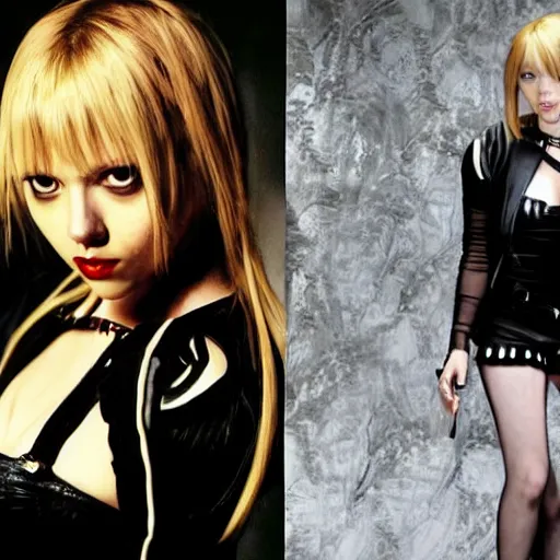 Image similar to scarlett johansson modeling as misa amane from death note, photograph