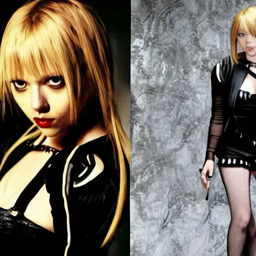 Prompt: scarlett johansson modeling as misa amane from death note, photograph