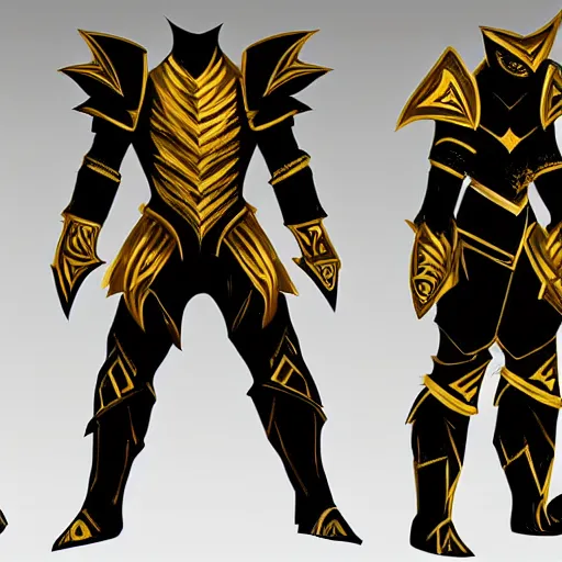 Prompt: dragon warrior black and gold armor, concept art, honorable