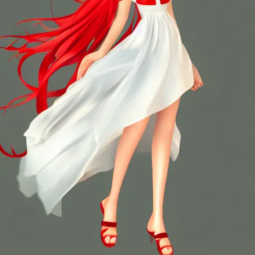 Image similar to a girl, white sundress, red scissors, anime art, smooth, hd, pixiv, artstation