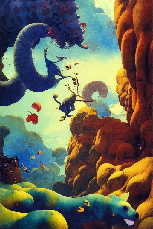 Prompt: dixit card, animals, spots, stripes, intricate, amazing composition, colorful watercolor, by ruan jia, by maxfield parrish, by shaun tan, by nc wyeth, by michael whelan, by escher, illustration, gravity rush, volumetric