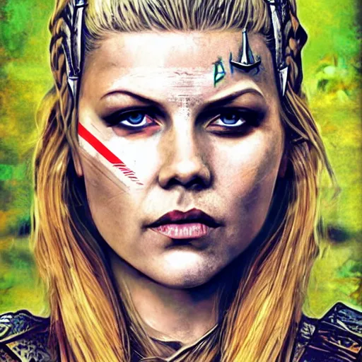 Prompt: Lagertha from the TV series Vikings by Sandra Chevrier, 3D