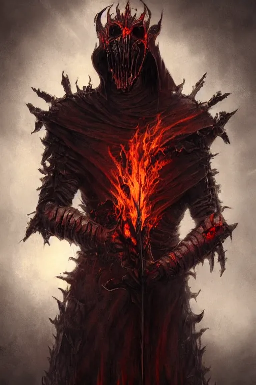 Image similar to undead flame knight with blade arms, digital art, trending on artstation, professional illustration by seb mckinnon, david romero, artgerm, ultra detailed, fantasy, unsettling, creepy, horror