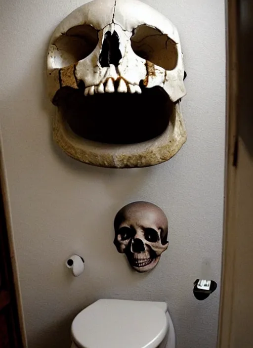 Prompt: toilet made of a human skull