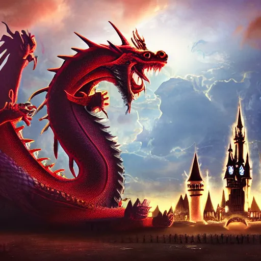 Prompt: dragon, artwork, ciberpunk, tower, clock, night, digital art, realistic, 8 k, hd, disney, ice cream, sad