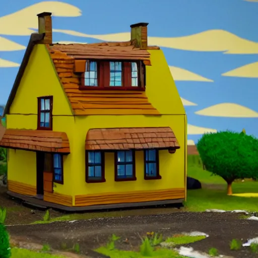 Prompt: Diorama of the house in The Simpsons