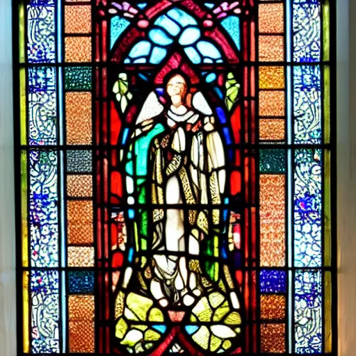 Prompt: beautiful stained glass window, gaudy, large intricate details