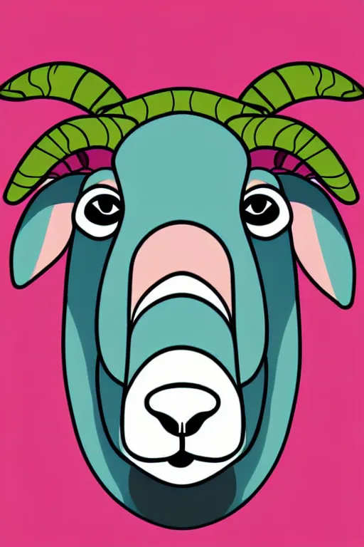 Image similar to minimalist boho style art of a colorful sheep, illustration, vector art