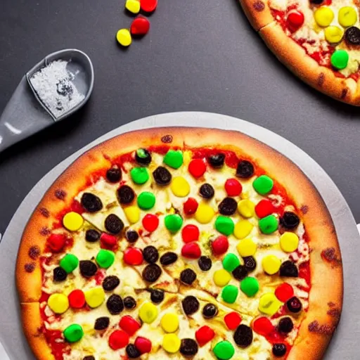 Prompt: pizza with gummy bears as a topping