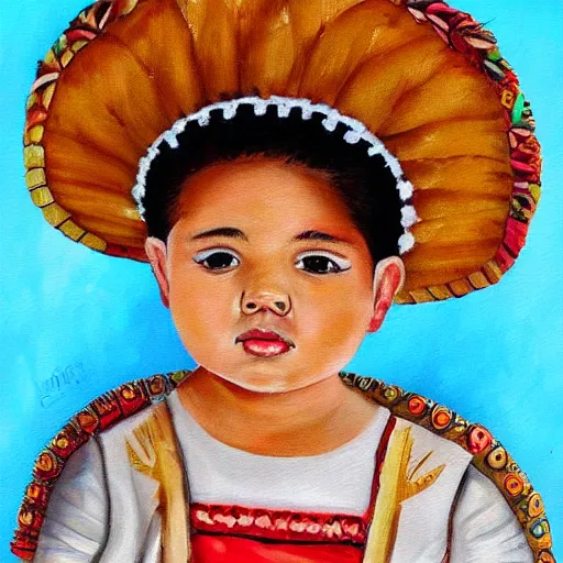 Image similar to painting of a cute roman - mexican