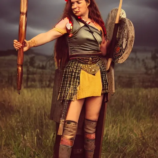 Prompt: photo of a beer maiden warrior