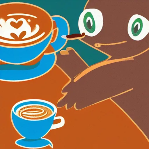 Prompt: a hedgehog making coffee