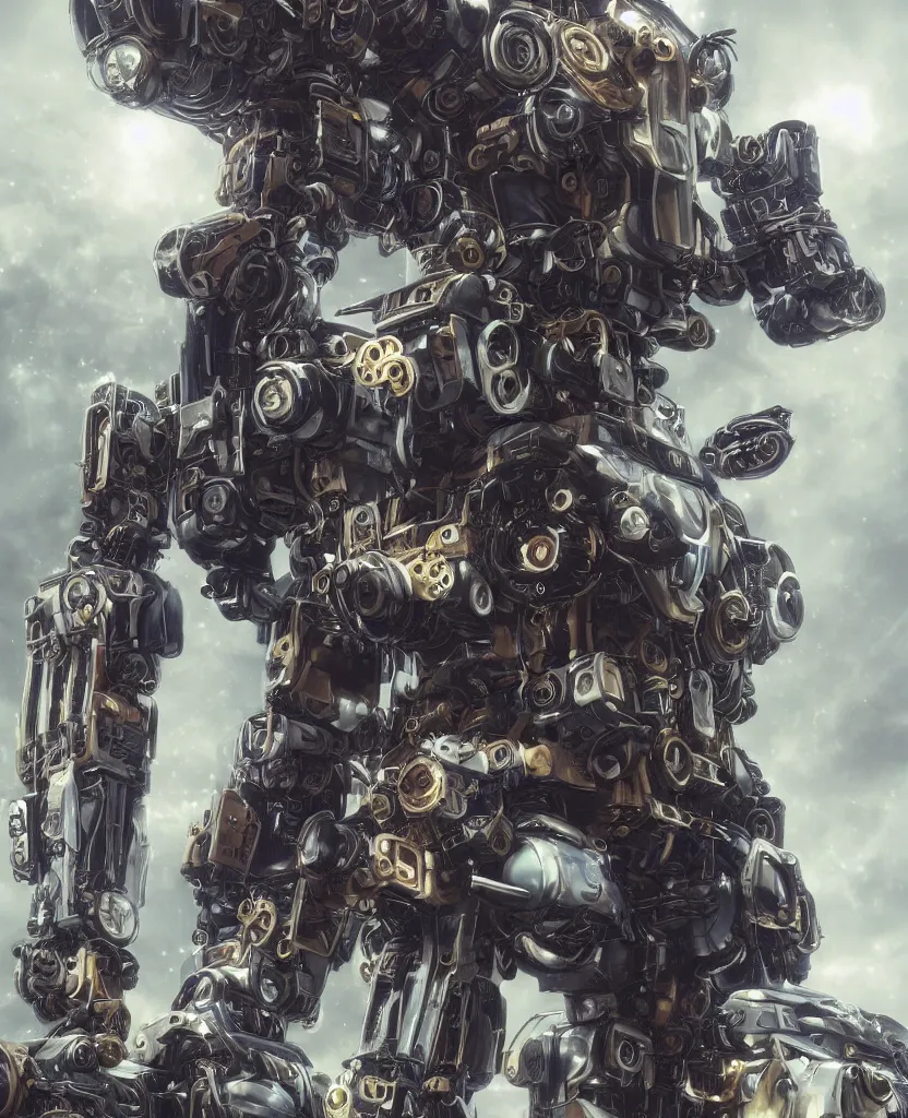 Image similar to hyper realistic mixed midea portrait of a beautiful mechanical steampunk gundam robot, stunning 3d render inspired art by P. Craig Russell and Barry Windsor-Smith, 8k octane beautifully detailed render, post-processing, fullbody, extremely hyperdetailed, intricate futuristic mechanic parts, ultra wide shot, epic composition, maya, blender, grim yet sparkling atmosphere, cinematic lighting + masterpiece, trending on artstation,