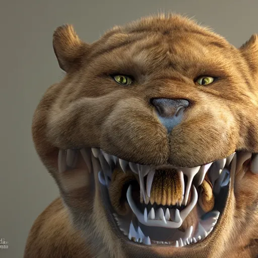 Image similar to Sabertooth, 3D Render, high quality, very detailed, 8k, photorealistic, hd, octane render