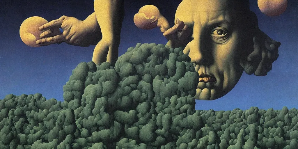 Image similar to A transcendence of higher dimension by Richard Corben, by by René Magritte, surrealism, gothic, baroque