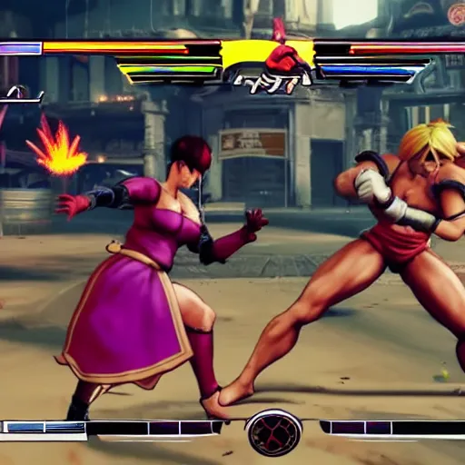 Prompt: cami fighting cami in street fighter v