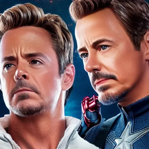 Image similar to In avengers endgame, tony asks steve can he fix his heart