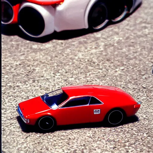 Prompt: 3 5 mm photo of pininfarina car like hot wheels model, rome background, epic cinematic