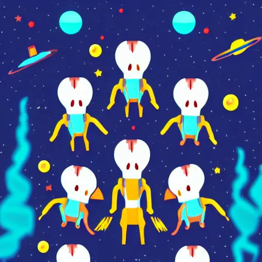 Image similar to anthropomorphic horse aliens partying on mars, style by kurzgesagt