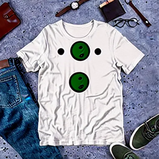 Prompt: a t - shirt that plays pool with eyeballs instead of balls
