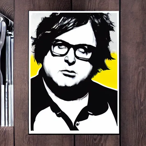 Prompt: andy milonakis & clark duke hybrid, vector, svg sticker art