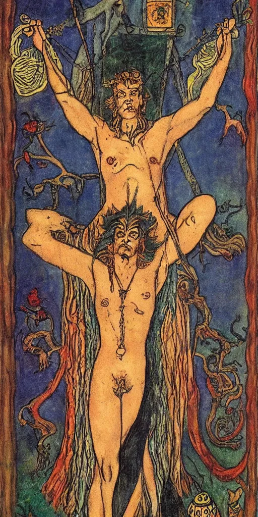 Prompt: the fool tarot card by austin osman spare