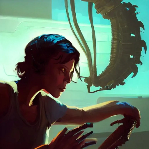 Prompt: ripley from alien, game design fanart by concept artist gervasio canda, behance hd by jesper ejsing, by rhads, makoto shinkai and lois van baarle, ilya kuvshinov