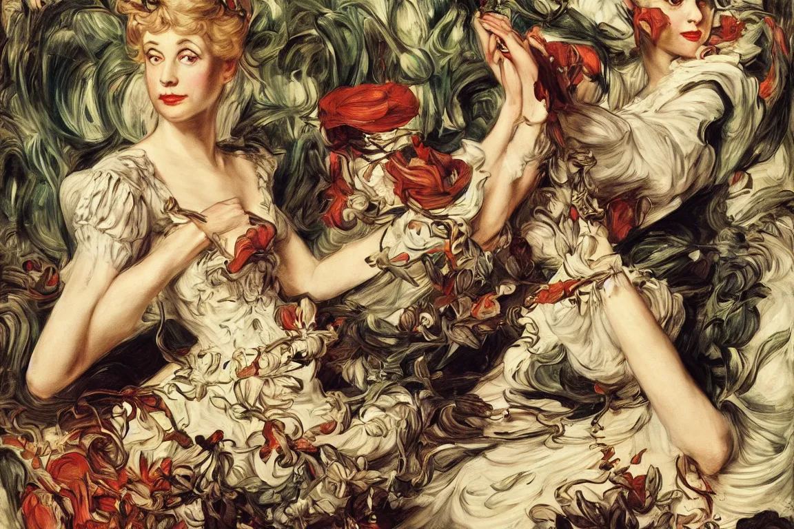 Prompt: alice in wonderland painted by J. C. Leyendecker and Peter Paul Rubens, Extremely detailed, vivid colors