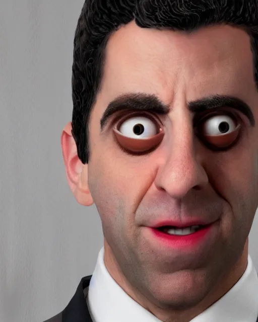 Image similar to bj novak with a suit as a muppet. highly detailed felt. hyper real photo. 4 k.