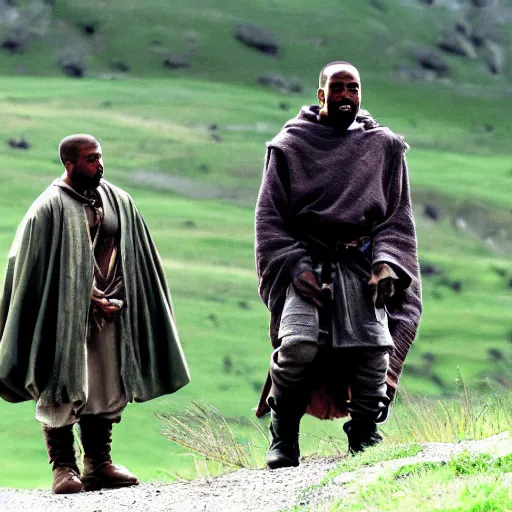 Image similar to kanye west on a quest in lord of the rings